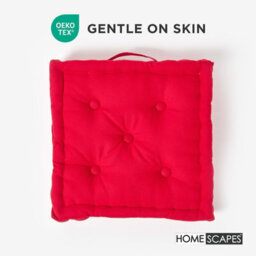 Homescapes Cotton Red Floor Cushion, 50 X 50 Cm - thumbnail 3