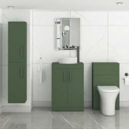 Royal Bathrooms Turin 500mm Freestanding Bathroom Vanity Unit With Sink 2 Door Matt Green & Round Countertop Basin - thumbnail 3