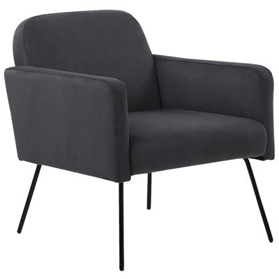Beliani Industrial Armchair Narken Velvet Grey - image 1