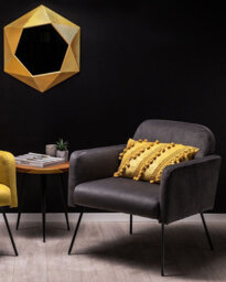 Beliani Industrial Armchair Narken Velvet Grey - thumbnail 2