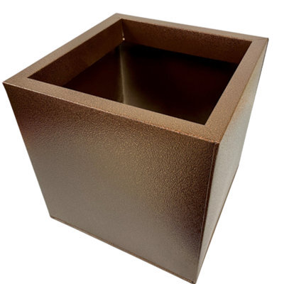 Gardening Naturally 64Cm Aluzinc Cube Patio Planter Bronze - image 1