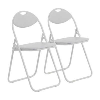 Harbour Housewares Padded Folding Chairs - 44Cm - White/white - Pack Of 2 - image 1