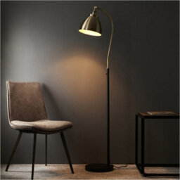 Loops 1600mm Floor Lamp - Antique Brass & Matt Black Industrial Resto Adjustable - Standing Led Light Base & Shade - thumbnail 3