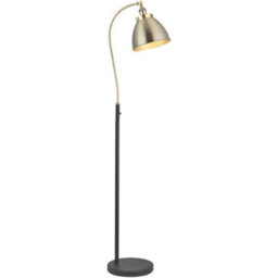 Loops 1600mm Floor Lamp - Antique Brass & Matt Black Industrial Resto Adjustable - Standing Led Light Base & Shade