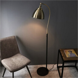 Loops 1600mm Floor Lamp - Antique Brass & Matt Black Industrial Resto Adjustable - Standing Led Light Base & Shade - thumbnail 4