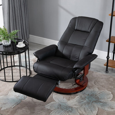 Homcom Ergonomic Office Recliner Sofa Chair Pu Leather Armchair Lounger Black - image 1