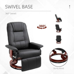 Homcom Ergonomic Office Recliner Sofa Chair Pu Leather Armchair Lounger Black - thumbnail 7