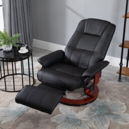 Homcom Ergonomic Office Recliner Sofa Chair Pu Leather Armchair Lounger Black