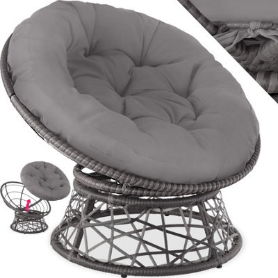 Tectake Garden Chair Gargano - Rotatable, Resilient Polyrattan, Comfortable Round Cushion,  - Grey - 1 - image 1