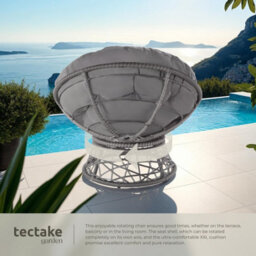 Tectake Garden Chair Gargano - Rotatable, Resilient Polyrattan, Comfortable Round Cushion,  - Grey - 1 - thumbnail 4