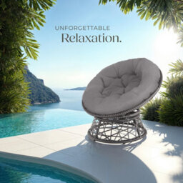 Tectake Garden Chair Gargano - Rotatable, Resilient Polyrattan, Comfortable Round Cushion,  - Grey - 1 - thumbnail 8