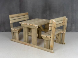 Arbor Garden Solutions Alders Wooden Picnic Bench And Table Set, Outdoor Dining Set With Backrest (3Ft, Natural Finish) - thumbnail 2