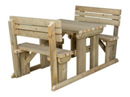Arbor Garden Solutions Alders Wooden Picnic Bench And Table Set, Outdoor Dining Set With Backrest (3Ft, Natural Finish)