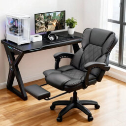 Black Executive Desk Chair High Back Adjustable Height Ergonomic Swivel Computer - thumbnail 3