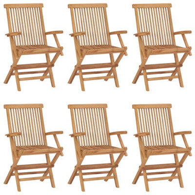 Folding Garden Chairs 6 Pcs Solid Teak Wood - image 1