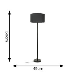 Valuelights Charles Black Floor Lamp With Charcoal Drum Shade - thumbnail 8