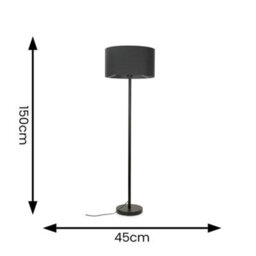 Valuelights Charles Black Floor Lamp With Charcoal Drum Shade - thumbnail 7