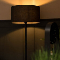 Valuelights Charles Black Floor Lamp With Charcoal Drum Shade - thumbnail 3