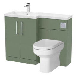 Bramshall Bathroom Bundle Floor Standing Vanity Basin And Wc Unit With Pan, Seat And Cistern - Left Hand - Satin Green - Balterley - thumbnail 1