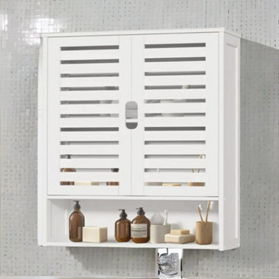 BMBO Wooden Bathroom Wall Storage Cabinet Organiser White - image 1