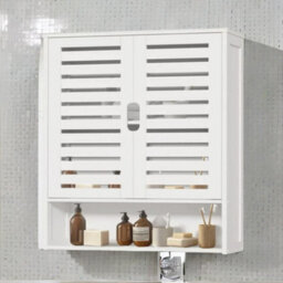 BMBO Wooden Bathroom Wall Storage Cabinet Organiser White - thumbnail 1