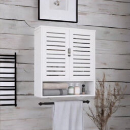 BMBO Wooden Bathroom Wall Storage Cabinet Organiser White - thumbnail 7