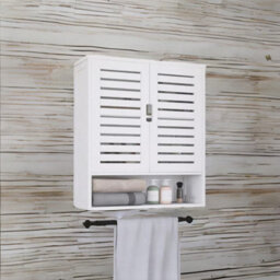 BMBO Wooden Bathroom Wall Storage Cabinet Organiser White - thumbnail 6