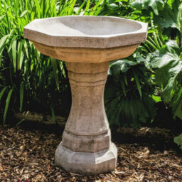 Classic Octagonal Design Stone Cast Garden Birdbath - thumbnail 2