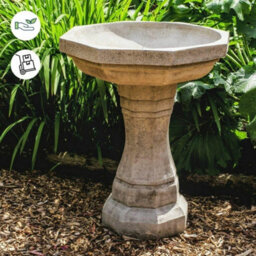 Classic Octagonal Design Stone Cast Garden Birdbath - thumbnail 3