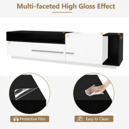 Abrihome 70 Inch High Gloss Tv Stand, Modern Entertainment Center For 60-70 Inch Tvs With 2 Storage Spaces, White+Black - thumbnail 4