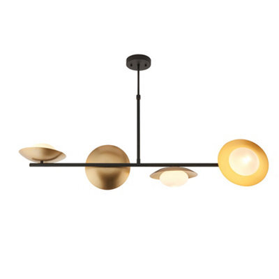 Dark Bronze & Gold Metal Ceiling Pendant Light - 4 Bulb Hanging Lamp Fitting - image 1