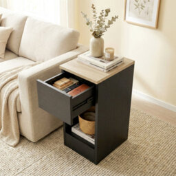 Homcom Bedside Tables Set Of 2, Nightstands For Bedroom, Living Room, Black - thumbnail 9