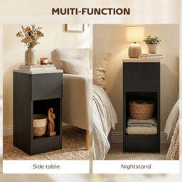 Homcom Bedside Tables Set Of 2, Nightstands For Bedroom, Living Room, Black - thumbnail 6