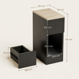 Homcom Bedside Tables Set Of 2, Nightstands For Bedroom, Living Room, Black - thumbnail 3