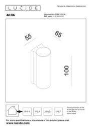 Lucide Akra Wall Light Outdoor - Led 2700K Ip54 - Black - thumbnail 4