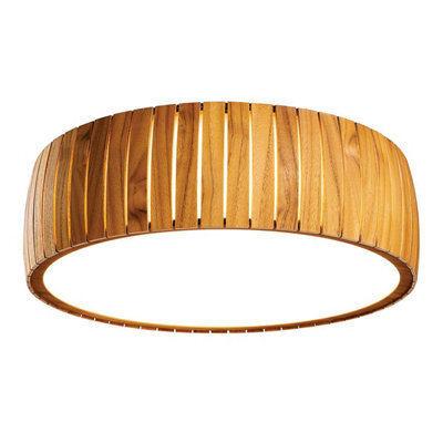 Luminosa Lighting Elstead Barrel Cylindrical Pendant Ceiling Light Teak - image 1