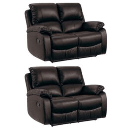 Furniture Instore Roma Brown Leather Manual Recliner 2+2 Seater Sofa Set - thumbnail 1