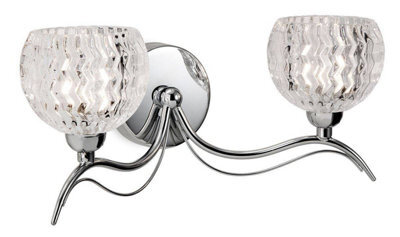 Luminosa Lighting Luminosa Blanche 2 Light Indoor Wall Light Chrome, Moulded Clear Glass, G9