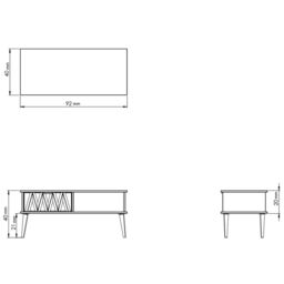 Linear Ready Assembled Matt White Dark Oak Effect 1 Drawer Small Coffee Table (H)455mm (W)905mm (D)395mm - thumbnail 5
