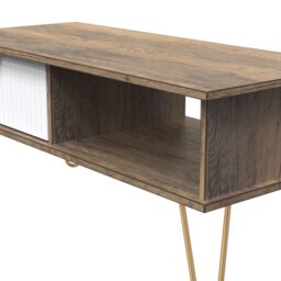 Linear Ready Assembled Matt White Dark Oak Effect 1 Drawer Small Coffee Table (H)455mm (W)905mm (D)395mm - thumbnail 3