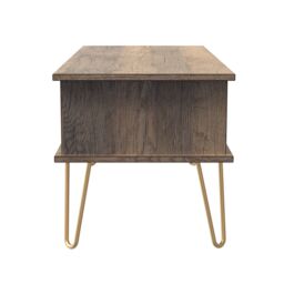 Linear Ready Assembled Matt White Dark Oak Effect 1 Drawer Small Coffee Table (H)455mm (W)905mm (D)395mm - thumbnail 4