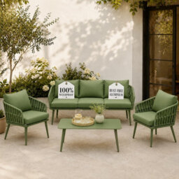 Olsen & Smith Hampton 5 Seater 6 Pcs Outdoor Garden Sofa Set 3-Seat Sofa, 2 Armchairs & Table  Rust-Resistant Aluminium Frame