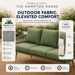 Olsen & Smith Hampton 5 Seater 6 Pcs Outdoor Garden Sofa Set 3-Seat Sofa, 2 Armchairs & Table  Rust-Resistant Aluminium Frame - thumbnail 3