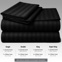 Lazzaro Luxury Satin Stripe Single Quilt Cover Set Ultrasoft Microfiber Hotel Bedding Comfort - thumbnail 6