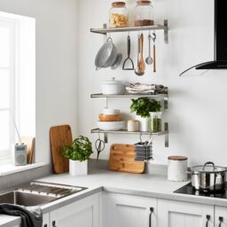 GoodHome Datil Chrome Effect Steel Hanging Wall Organiser Shelving - thumbnail 3