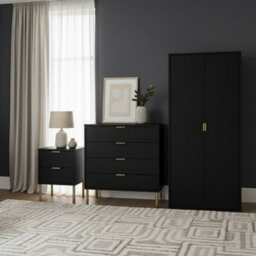 Home Treats Ridged Chest Of Drawers Large Set Of 4 Drawers Black Bedroom Dresser - thumbnail 7