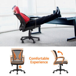 Yaheetech Ergonomic Mesh Office Chair With Mid-Back 360 Degree Rolling Casters Height Adjustable - Black - thumbnail 7