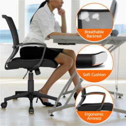 Yaheetech Ergonomic Mesh Office Chair With Mid-Back 360 Degree Rolling Casters Height Adjustable - Black - thumbnail 4