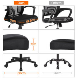 Yaheetech Ergonomic Mesh Office Chair With Mid-Back 360 Degree Rolling Casters Height Adjustable - Black - thumbnail 6