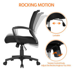 Yaheetech Ergonomic Mesh Office Chair With Mid-Back 360 Degree Rolling Casters Height Adjustable - Black - thumbnail 5